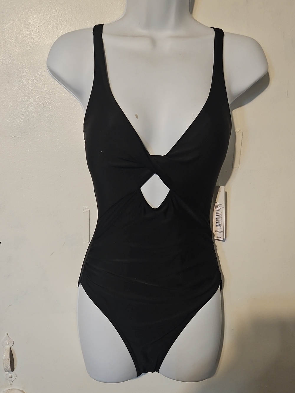 Black One-Piece Tahari Sz SM Cutout Swimsuit